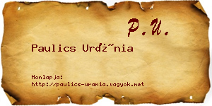 Paulics Uránia névjegykártya